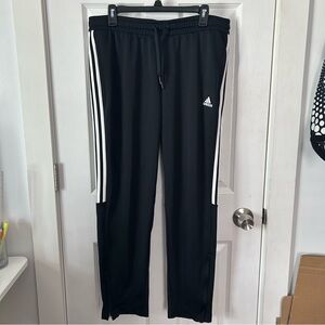 Adidas Men's Black Joggers with White Stripes